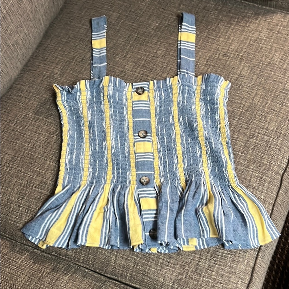 Striped Blue and Yellow Women's Top